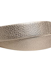 Brunello Cucinelli Metallic Beige Leather Silver Metal Buckle Belt