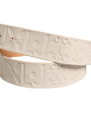 Liu Jo Beige Leather Wide Waist Silver Metal Buckle Waist Women Belt