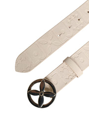 Liu Jo Beige Leather Wide Waist Silver Metal Buckle Waist Women Belt