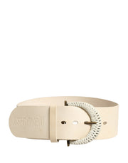Cavalli Class Off White Leather Waist Women Cintura Buckle Belt
