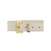 Saint Laurent White Calf Leather Bos Taurus Regular Belt
