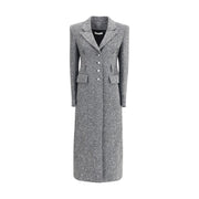 Alessandra Rich Gray Fleece Wool Coat