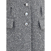 Alessandra Rich Gray Fleece Wool Coat