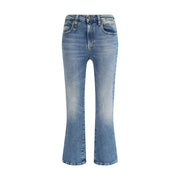 R13 Blue Cotton Flared Jeans