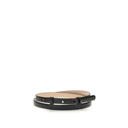 SA SU PHI Black Leather Thin Belt