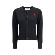 Ami Paris Black Merino Wool Cardigan