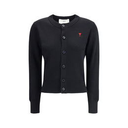 Ami Paris Black Merino Wool Cardigan