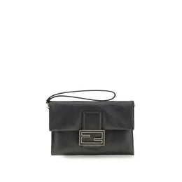 Fendi Black Calf Leather Bos Taurus Clutch Bag