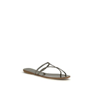 Pedro García Brown Calf Leather Bos Taurus Flat Sandals