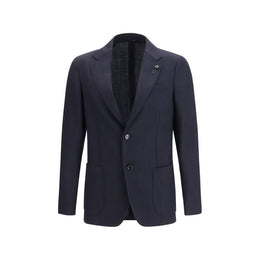 Lardini Blue Fleece Wool Blazer