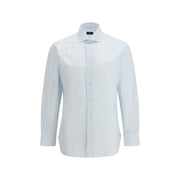 Finamore Blue Cotton Pattern Shirt
