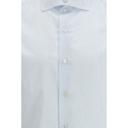Finamore Blue Cotton Pattern Shirt