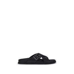 Dolce & Gabbana Black Calf Leather Bos Taurus Sandals