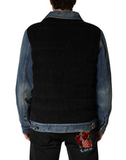 Dolce & Gabbana Black Blue Cotton Denim Blouson Men  Jacket