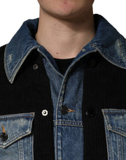 Dolce & Gabbana Black Blue Cotton Denim Blouson Men  Jacket