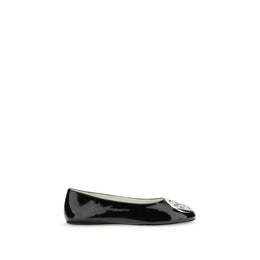 Tory Burch Black Calf Leather Bos Taurus Ballet Flats