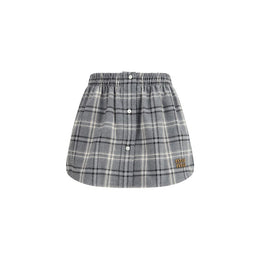 Miu Miu Gray Cotton Mini Skirt