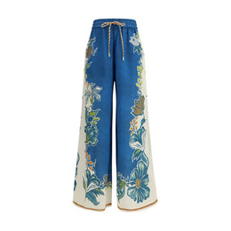 Alemais Blue Linen Casual Pants