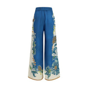 Alemais Blue Linen Casual Pants