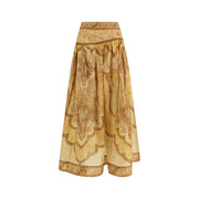 Zimmermann Bicolor Cotton Long Skirt