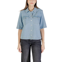 Only Light Blue Cotton Shortsleeve Shirt