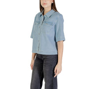 Only Light Blue Cotton Shortsleeve Shirt