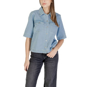 Only Light Blue Cotton Shortsleeve Shirt