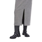 ICHI Black And White Polyester Long Skirt