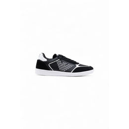 EA7 Emporio Armani Black And White Leather Athletic Sneakers