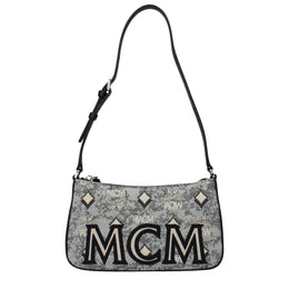 MCM Gray Fabric Crossbody Bag