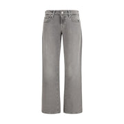 7FOR Gray Cotton Straight-Leg Jeans