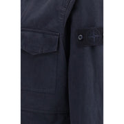 Stone Island Blue Cotton Jackets And Coat