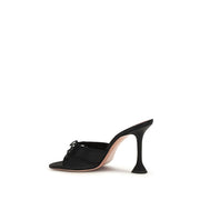 Amina Muaddi Black Fabric Stiletto Heel Sandals