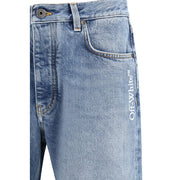Off-White Blue Cotton Relaxed Fit Jeans