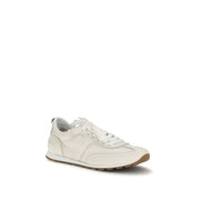 Brunello Cucinelli White Calf Leather Bos Taurus Low Top Sneakers