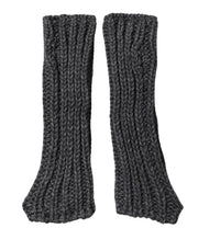 Dolce & Gabbana Gray Acrylic Knitted Fingerless Arm Warmer Gloves