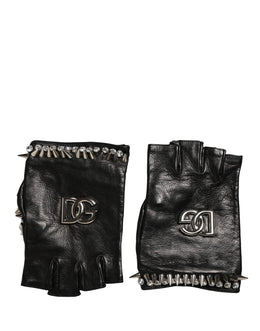 Dolce & Gabbana Women Black Embellished Wrist Length Mitten Gloves