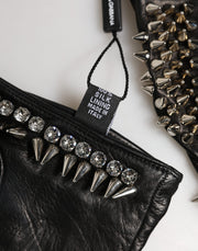 Dolce & Gabbana Women Black Embellished Wrist Length Mitten Gloves
