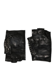 Dolce & Gabbana Black Embellished Wrist Length Mitten Women Gloves