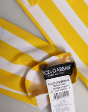 Dolce & Gabbana Yellow White Stripes Nylon Elbow Length Women Gloves