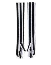 Dolce & Gabbana Black White Stripes Nylon Elbow Length Women Gloves