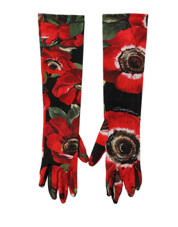 Dolce & Gabbana Multicolor Floral Print Elbow Length Women Gloves