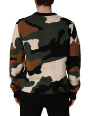 Dolce & Gabbana Multicolor Intarsia-Knit Camouflage Pullover Sweater