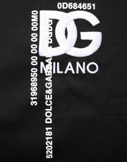 Dolce & Gabbana Black Logo Embroidered Men Crew Neck T-shirt