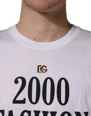 Dolce & Gabbana White Graphic Print DG Men Crew Neck T-shirt