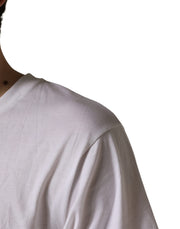 Dolce & Gabbana White Graphic Print DG Men Crew Neck T-shirt