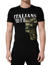 Dolce & Gabbana Black Italians Do It Better Camo Pocket Men T-shirt