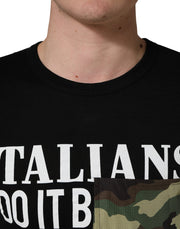 Dolce & Gabbana Black Italians Do It Better Camo Pocket Men T-shirt
