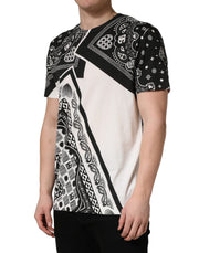 Dolce & Gabbana Black White Bandana Cotton Crew Neck  T-shirt