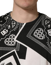 Dolce & Gabbana Black White Bandana Cotton Crew Neck  T-shirt
